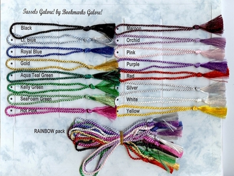 Tassels for bookmarks 10 Rainbow Colors 5” (3 inch tassel w/2 inch loop  bookmark tassels key ring tassels silk